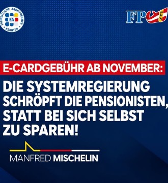 Ab November greift die Bundesregierung auch unseren Pensionisten bei der E-Card-Gebühr in die Tasche